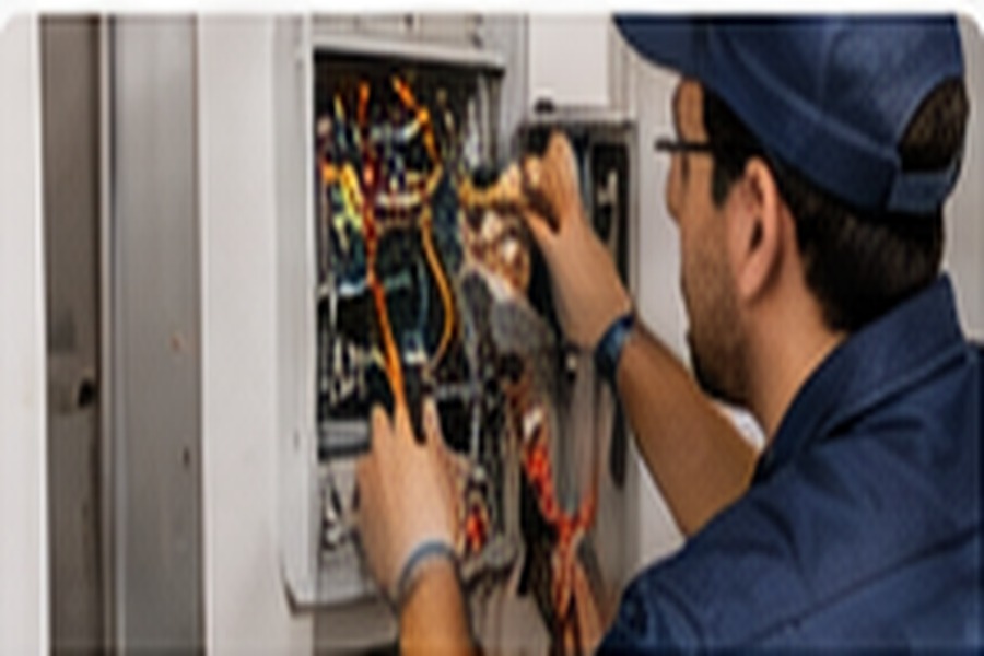 Técnico realizando instalación eléctrica